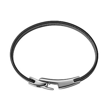 Bulova Men's Stainless Steel & Leather Wrap Bracelet