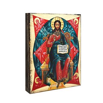 G.Debrekht Jesus Wooden Gold Plated Religious Orthodox Sacred Icon Inspirational Icon Décor