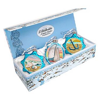 Designocracy Nautical Mercury Glass Ornaments Set of 3 by G. DeBrekht Coastal Holiday Decor