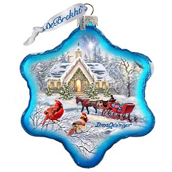 G.Debrekht Sleigh Ride Snowflake Glass Ornament by D. Gelsinger Christmas Decor - 754-104-DG