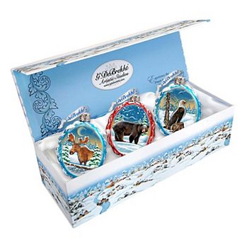 Designocracy Wildlife Mercury Glass Ornaments Set of 3 by G. DeBrekht Wildlife Holiday Decor