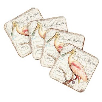 Bird Wooden Cork Coasters Gift Set of 4 by Nature Wonders