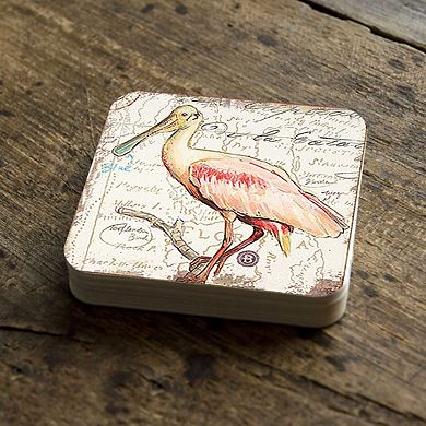 Bird Wooden Cork Coasters Gift Set of 4 by Nature Wonders