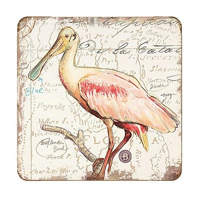 Bird Wooden Cork Coasters Gift Set of 4 by Nature Wonders