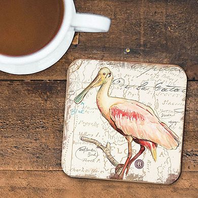 Bird Wooden Cork Coasters Gift Set of 4 by Nature Wonders