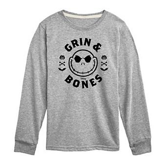 Disney's The Nightmare Before Christmas Boys Grin & Bones Long Sleeve Tee