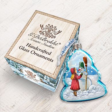 Designocracy Playing Snowman Mercury Glass Christmas Ornament by G. DeBrekht Christmas Decor