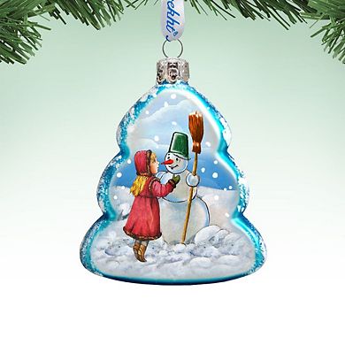 Designocracy Playing Snowman Mercury Glass Christmas Ornament by G. DeBrekht Christmas Decor