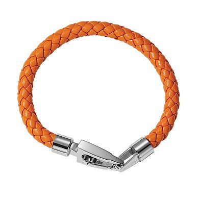 Bulova Men's Marine Star Braided Orange Leather Bracelet 