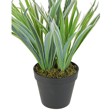 13" Artifical Two Toned Green Potted Grass Plant