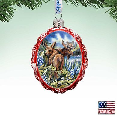 Designocracy Easily Amoosed in Lupine Mercury Glass Ornament by J. Bergsma Wildlife Holiday Decor