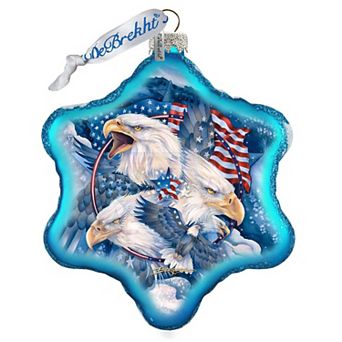 G.Debrekht Allegiance Patriotic Eagles Glass Ornament by J. Bergsma DecorAmerican Christmas Decor - 754-730-JB