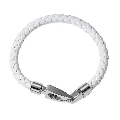 Bulova Men's Marine Star Braided White Leather Bracelet 