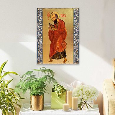 G.Debrekht Saint Paul Wooden Gold Plated Religious Christian Sacred Icon Inspirational Icon Décor