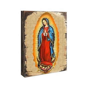 G.Debrekht Lady of Guadalupe Wooden Gold Plated Religious Catholic Sacred Icon Inspirational Icon Décor