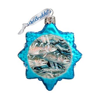 Designocracy Catch the Rainbow Trout Mercury Glass Ornament by J. Bergsma Wildlife Holiday Decor