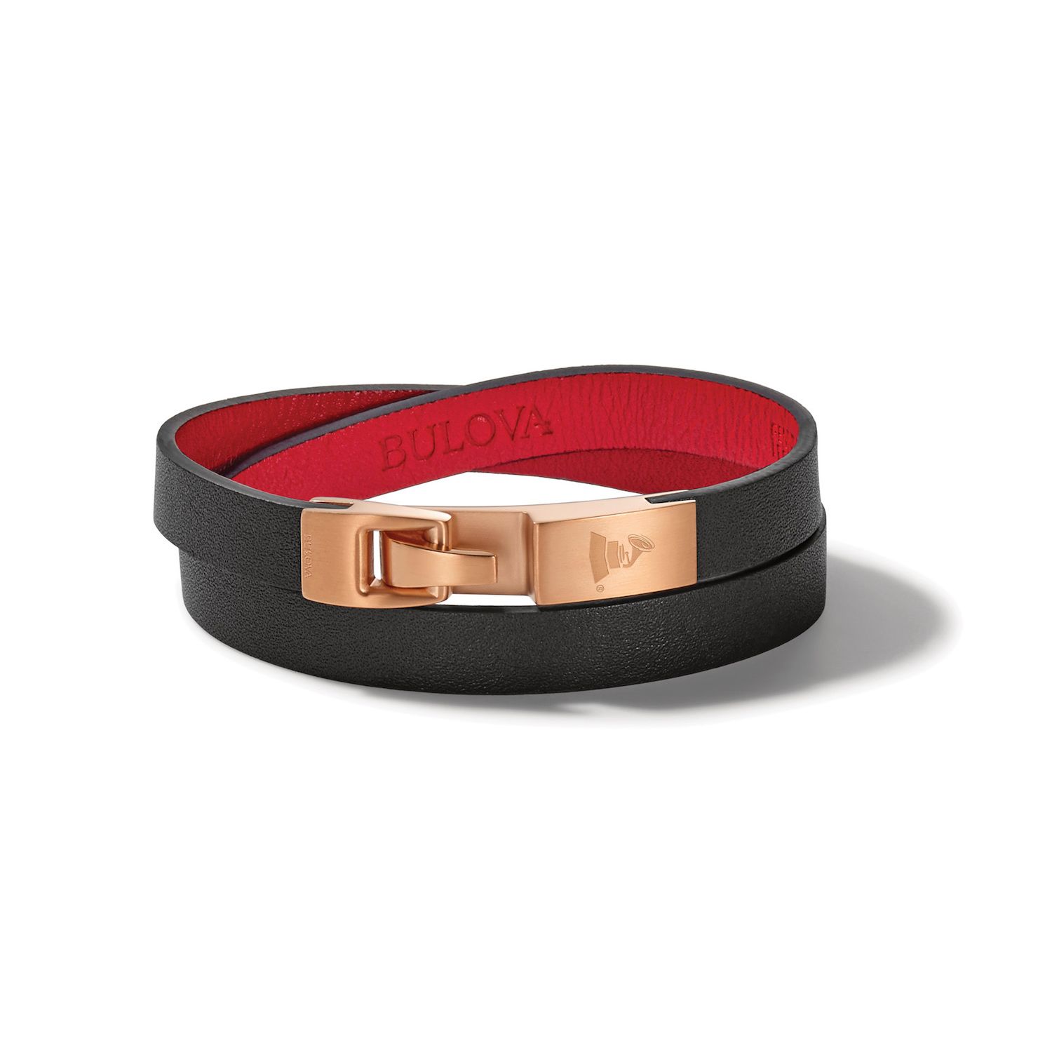 Bulova Men's Latin Grammy Wrap Bracelet - Black Leather With Black Diamonds - View #6