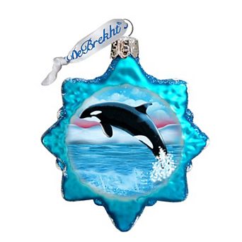 Designocracy Orca Mercury Glass Ornament by G. DeBrekht Wildlife Holiday Decor