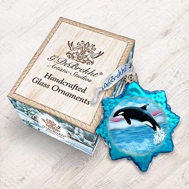 Designocracy Orca Mercury Glass Ornament by G. DeBrekht Wildlife Holiday Decor