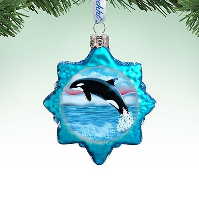 Designocracy Orca Mercury Glass Ornament by G. DeBrekht Wildlife Holiday Decor
