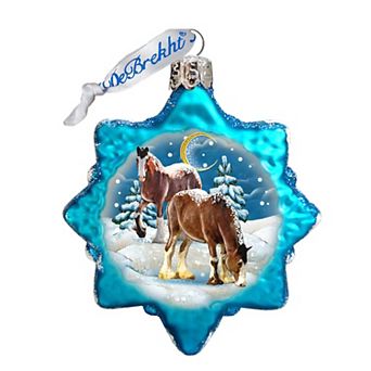 Designocracy Santa Horse Mercury Glass Ornament by G. DeBrekht Wildlife Holiday Decor