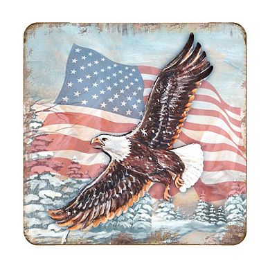 American Eagle Wooden Cork Coasters Gift Set of 4 by Nature Wonders