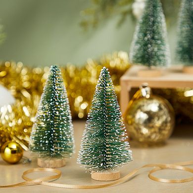 12 Pack Mini Christmas Trees for Tabletop, Xmas Holiday Home Decorations, 4.25 x 2 Inches