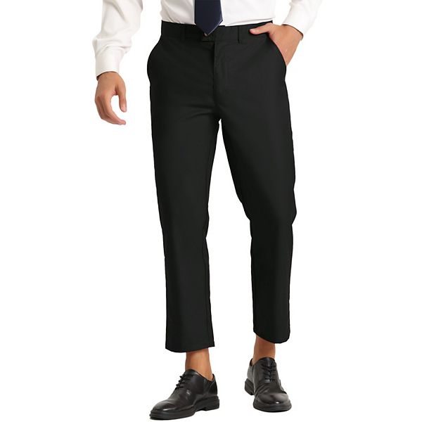 Men's Cropped Pants Slim Fit Flat Front Ankle-Length Dress Pants
