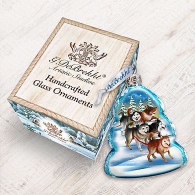 Designocracy Sleigh Dogs Mercury Glass Ornament by G. DeBrekht Wildlife Holiday Decor