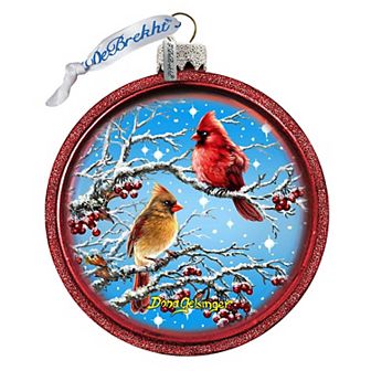 G.Debrekht Winter Birds At Night Glass Ornament by D. Gelsinger Decor Christmas Decor - 71110C-DG