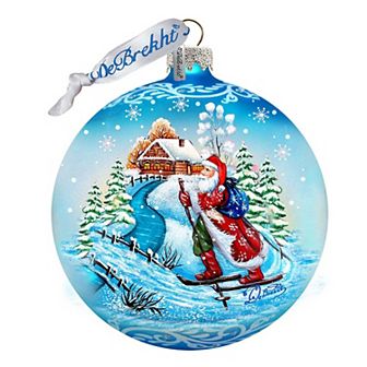 G.Debrekht Skiing Through the Snow Glass Christmas Ornament by G. DeBrekht Christmas Decor - 73362