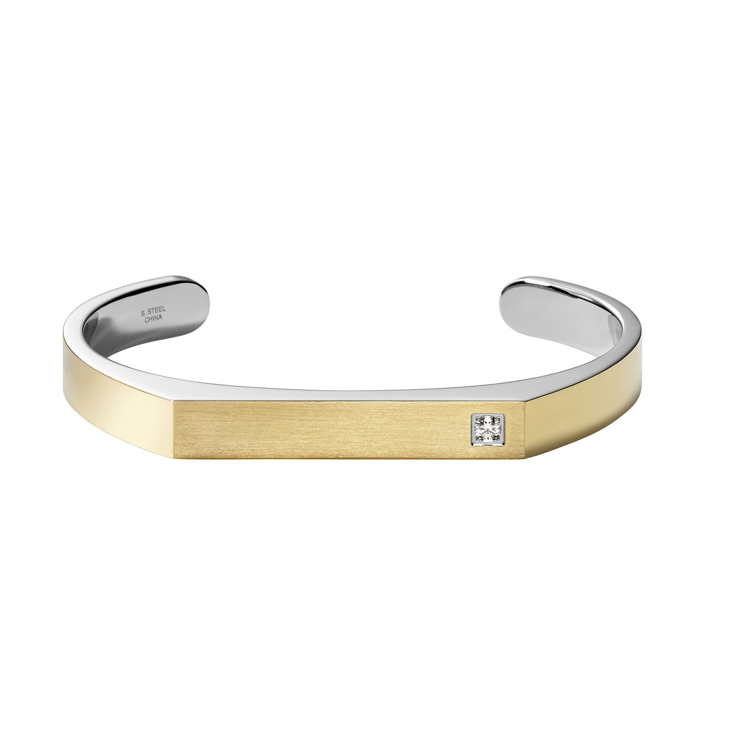 Men's 7 Inch Stainless Steel Adjustable Round Cuff Bracelet - Gold Plated With Box