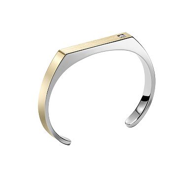 Bulova Men's Two-Tone Stainless Steel Diamond Accent Cuff Bracelet
