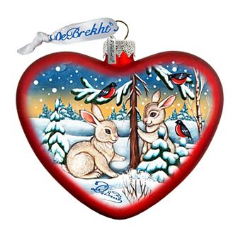 G.Debrekht Bunny Play Glass Christmas Ornament by G. DeBrekht Decor Christmas Decor - 753-009
