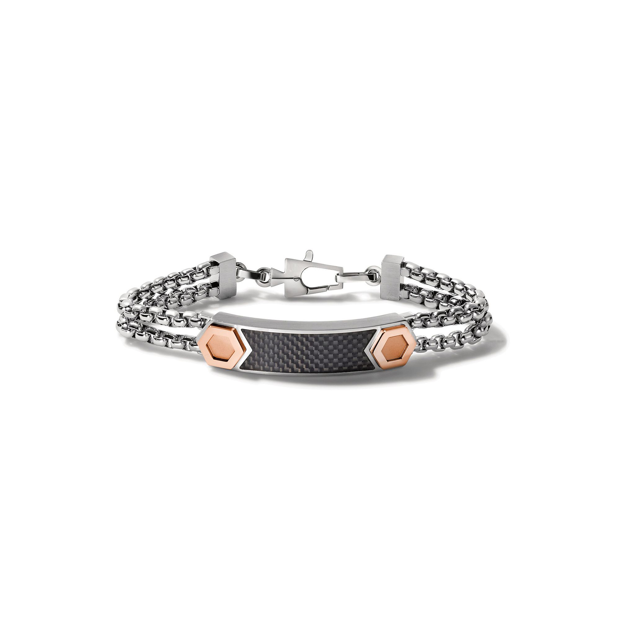 Bulova Mens Stainless Steel Latin Grammy ID Double Link Chain Bracelet, S