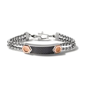Bulova Men's Stainless Steel Latin Grammy ID Double Link Chain Bracelet