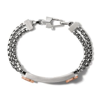 Bulova Men's Stainless Steel Latin Grammy ID Double Link Chain Bracelet