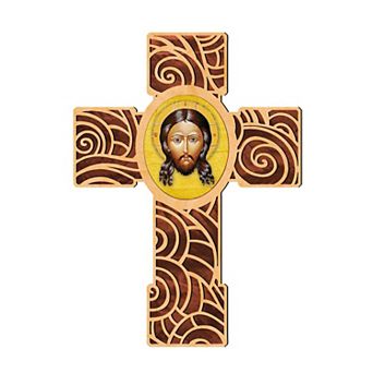G.Debrekht Holy Face Modern Wooden Cross by Museum Icons Inspirational Icon Decor - 88218