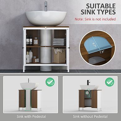 Bathroom Sink Cabinet, Freestanding Under Sink Cabinet Doors Adjustable Shelf