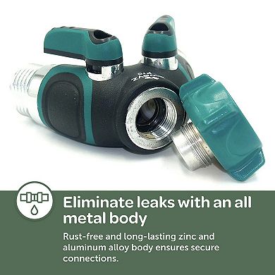 Hose Splitter with Shut off Valve, Heavy Duty Garden Faucet Splitter, All Metal