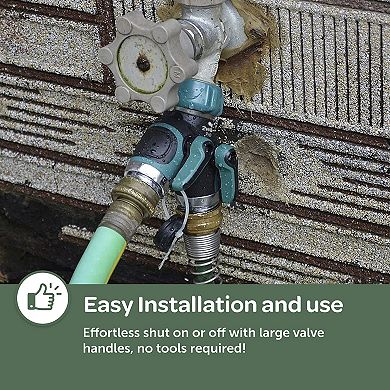 Hose Splitter with Shut off Valve, Heavy Duty Garden Faucet Splitter, All Metal