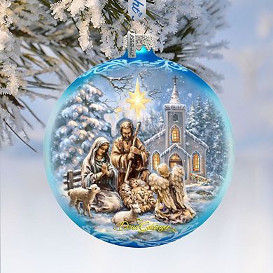 Nativity at the Chapel Glass Ornament Limited Edition by D. Gelsinger