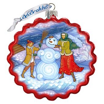 G.Debrekht Parekh Building Snowman Wreath Glass Ornament by G. DeBrekht Decor Christmas Decor - 759-038