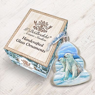 Designocracy Polar Bears Family Mercury Glass Ornament by G. DeBrekht Wildlife Holiday Decor