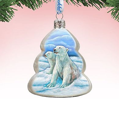 Designocracy Polar Bears Family Mercury Glass Ornament by G. DeBrekht Wildlife Holiday Decor