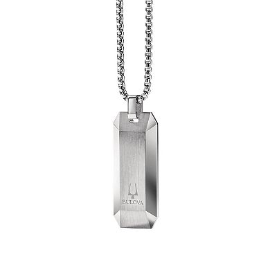 Bulova Men's Precisionist Stainless Steel Diamond Accent Dog Tag Necklace