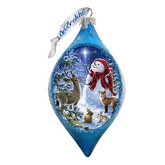 G.Debrekht Trimming the Tree Snowman Glass Ornament by D. Gelsinger Christmas Decor - 757-103-DG