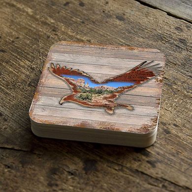 Eagle Wooden Cork Coasters Gift Set of 4 by Nature Wonders