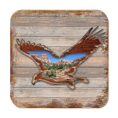 Eagle Wooden Cork Coasters Gift Set of 4 by Nature Wonders
