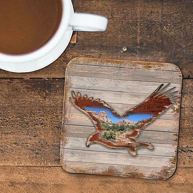 Eagle Wooden Cork Coasters Gift Set of 4 by Nature Wonders